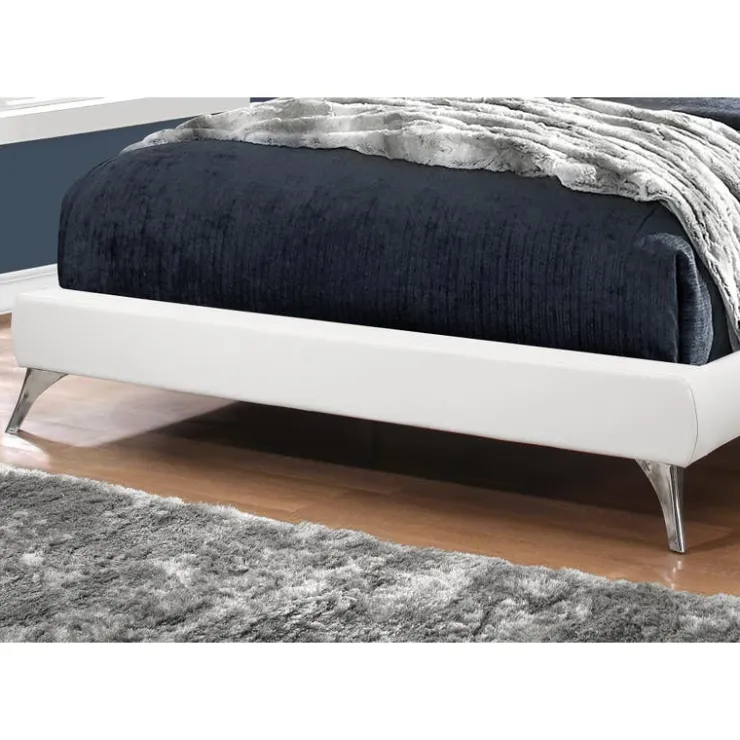 Monarch Queen Leather-Look Bed with Headboard (60") - White