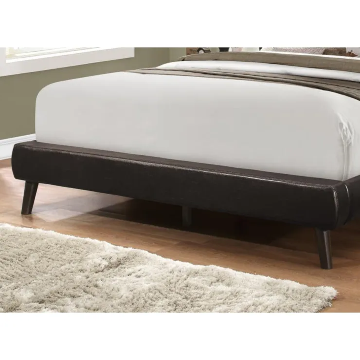 Monarch Queen Leather-Look Bed with Headboard (60") - Brown Hot