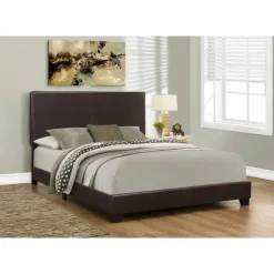 Monarch Queen Leather-Look Bed with Headboard (60
