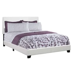 Monarch Queen Leather-Look Bed with Headboard (60") - White Sale