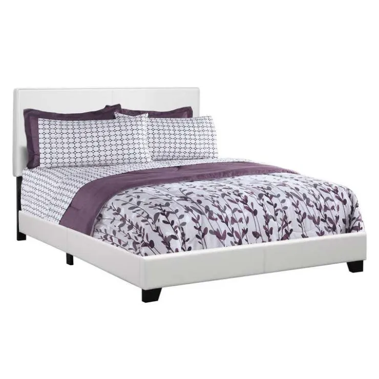 Monarch Queen Leather-Look Bed with Headboard (60") - White Sale