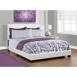 Monarch Queen Leather-Look Bed with Headboard (60") - White Sale