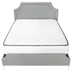 Monarch Queen Linen Bed with Headboard (60") - Grey New