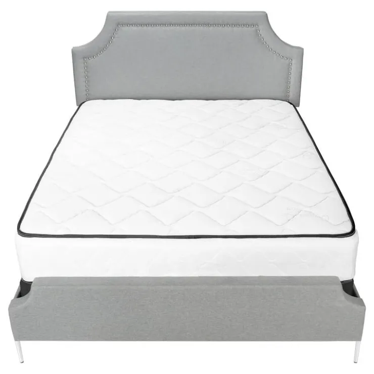 Monarch Queen Linen Bed with Headboard (60") - Grey New