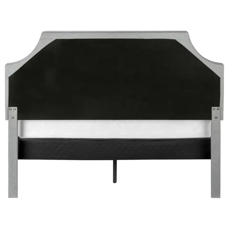 Monarch Queen Linen Bed with Headboard (60") - Grey New