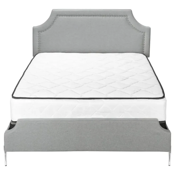 Monarch Queen Linen Bed with Headboard (60") - Grey New