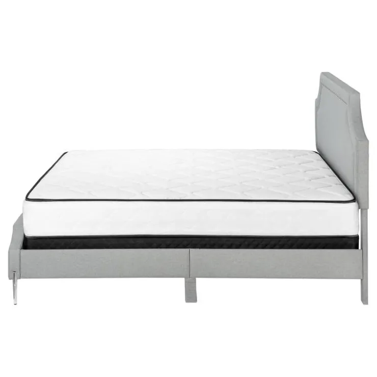 Monarch Queen Linen Bed with Headboard (60") - Grey New