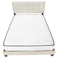Monarch Queen Linen Bed with Headboard (60") - Beige Sale