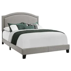 Monarch Queen Linen Bed with Headboard (60") - Grey Best