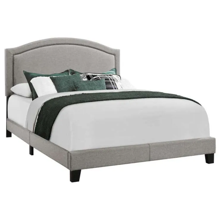 Monarch Queen Linen Bed with Headboard (60") - Grey Best