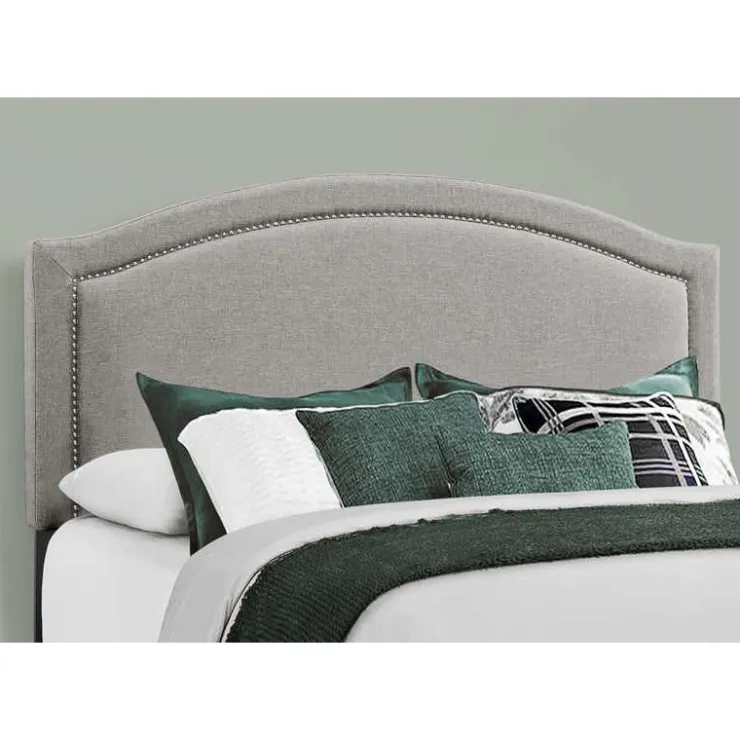 Monarch Queen Linen Bed with Headboard (60") - Grey Best