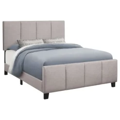 Monarch Queen Linen Bed with Headboard (60") - Grey Best
