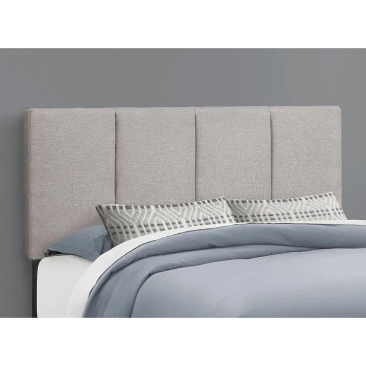 Monarch Queen Linen Bed with Headboard (60") - Grey Best