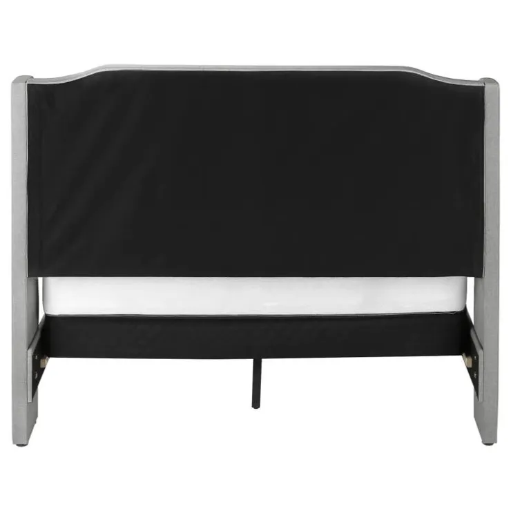 Monarch Queen Linen Bed with Headboard (60") - Grey Online