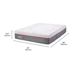 LOOP Queen Medium-Firm HybridMattress-in-a-Box - 60" Pink & white New