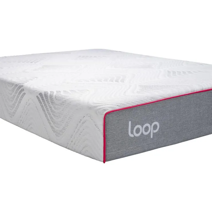 LOOP Queen Medium-Firm Memory Foam Mattress-in-a-Box - 60" Pink & white Clearance