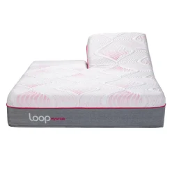 LOOP Queen Medium-Firm Split-Head Hybrid Mattress-in-a-Box - 60" Pink & white Hot