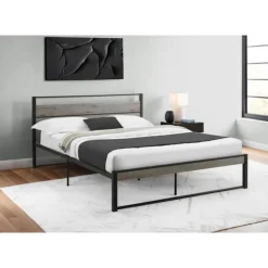 Monarch Queen Metal Bed with Headboard (60") - Black Online