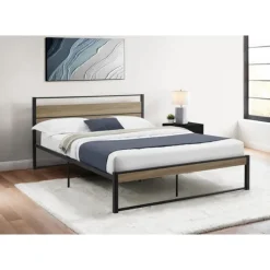 Monarch Queen Metal Bed with Headboard (60") - Black Best