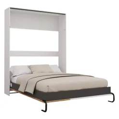 Queen Murphy Bed - White & Brown Clearance