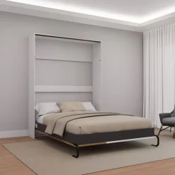 Queen Murphy Bed - White & Brown Clearance