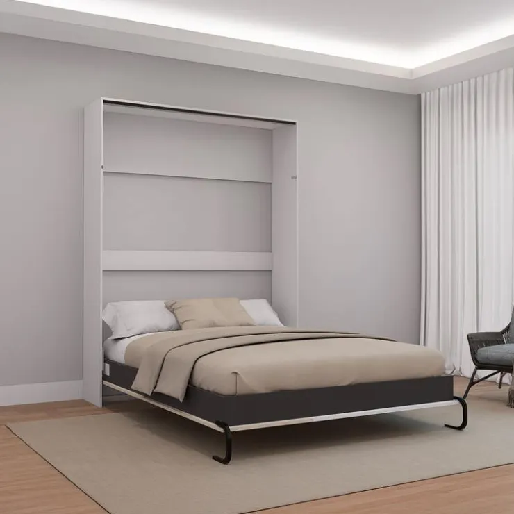 Queen Murphy Bed - White & Grey Best