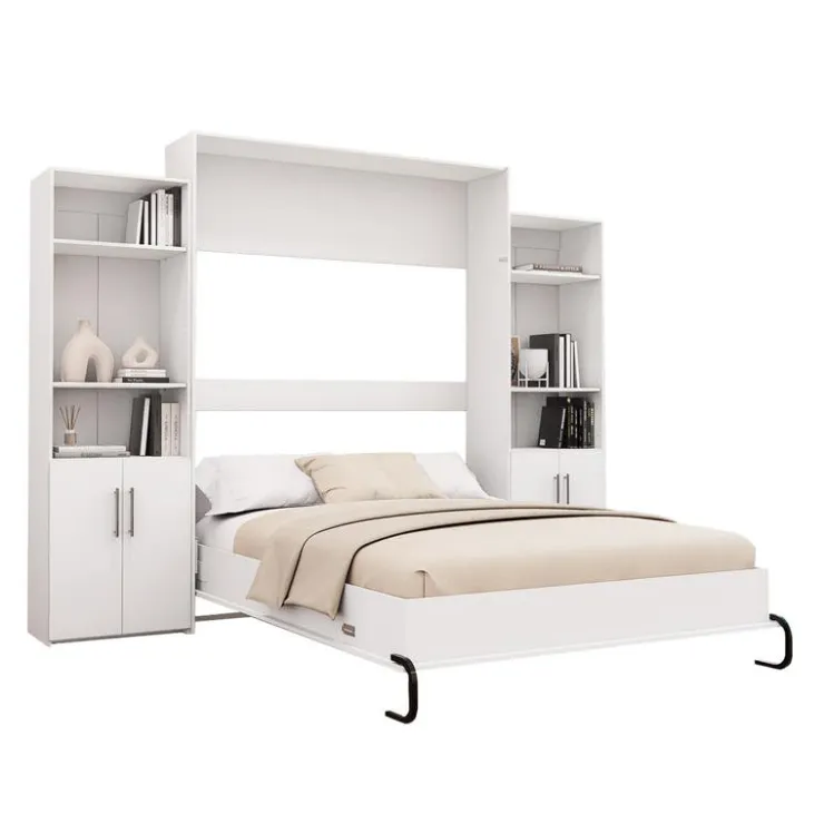 Queen Murphy Bed and Storage Units - White Hot