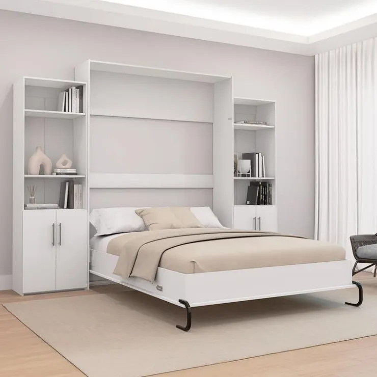 Queen Murphy Bed and Storage Units - White Hot