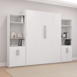 Queen Murphy Bed and Storage Units - White Hot