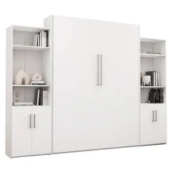 Queen Murphy Bed and Storage Units - White Hot