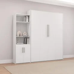 Queen Murphy Bed and Storage Unit - White Discount