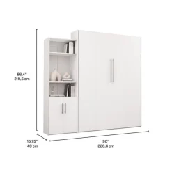 Queen Murphy Bed and Storage Unit - White Discount