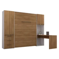 Queen Murphy Bed with Storage Units and Desk - Brown Sale