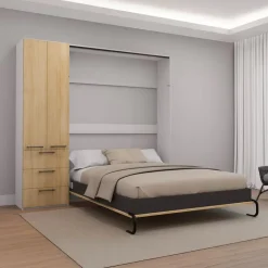 Queen Murphy Bed with Storage Unit - Natural Best
