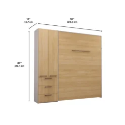 Queen Murphy Bed with Storage Unit - Natural Best