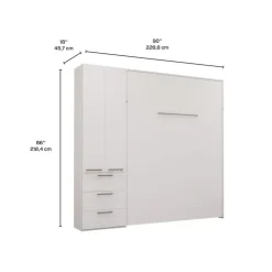 Queen Murphy Bed with Storage Unit - White Sale