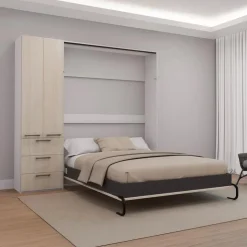 Queen Murphy Bed with Storage Unit - Grey Discount