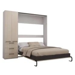 Queen Murphy Bed with Storage Unit - Grey Discount