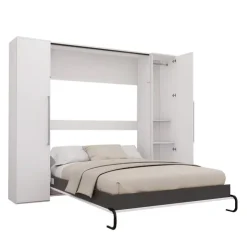 Queen Murphy Bed with Storage Units - White Clearance