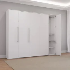 Queen Murphy Bed with Storage Units - White Clearance
