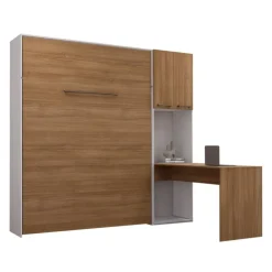 Queen Murphy Bed with Storage Cabinets and Desk - Brown Discount