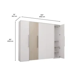 Queen Murphy Bed with Storage Units  - White & Grey Clearance