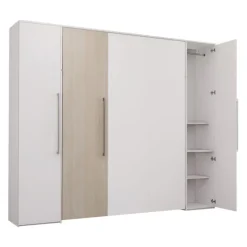 Queen Murphy Bed with Storage Units  - White & Grey Clearance