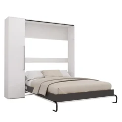 Queen Murphy Bed with Storage Unit - White Sale