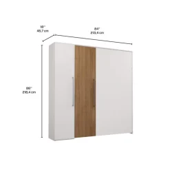 Queen Murphy Bed with Storage Unit - White & Brown Clearance