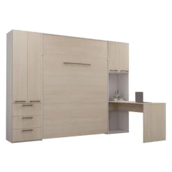Queen Murphy Bed with Storage Units and Desk - Grey Online