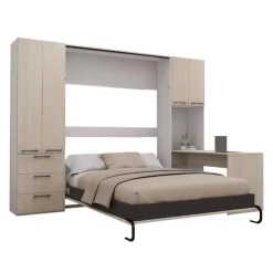 Queen Murphy Bed with Storage Units and Desk - Grey Online
