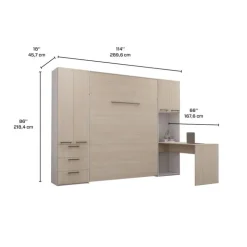 Queen Murphy Bed with Storage Units and Desk - Grey Online