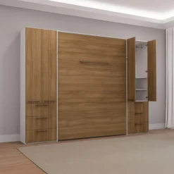 Queen Murphy Bed with Storage Units - Brown Online