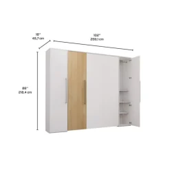 Queen Murphy Bed with Storage Units - White & Natural Sale